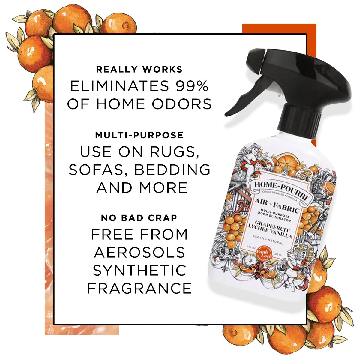 Home -Pourri Odor Eliminator Grapefruit + Lychee Vanilla