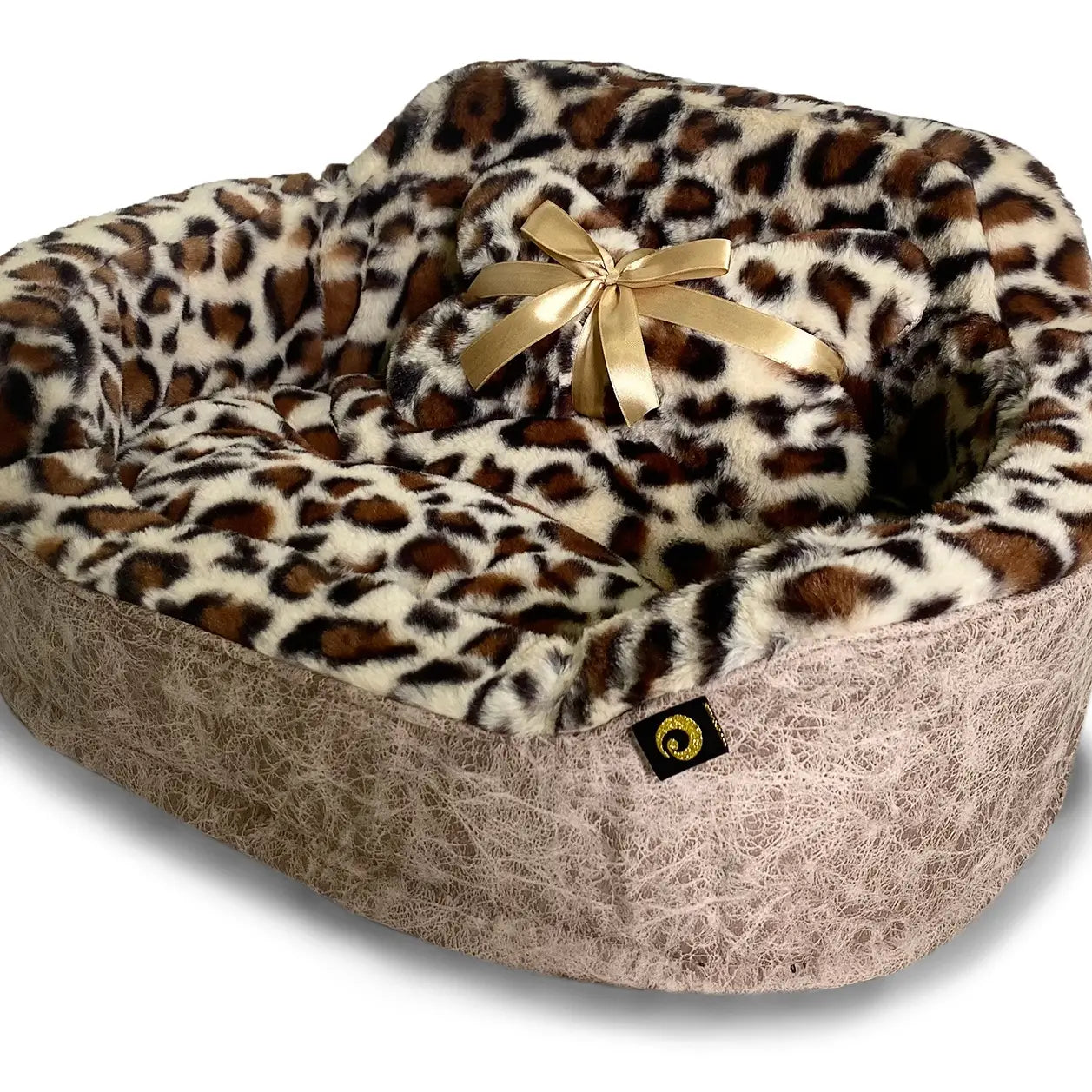 Precious Tails - Leopard Princess Pet Bed with Bone Pillow