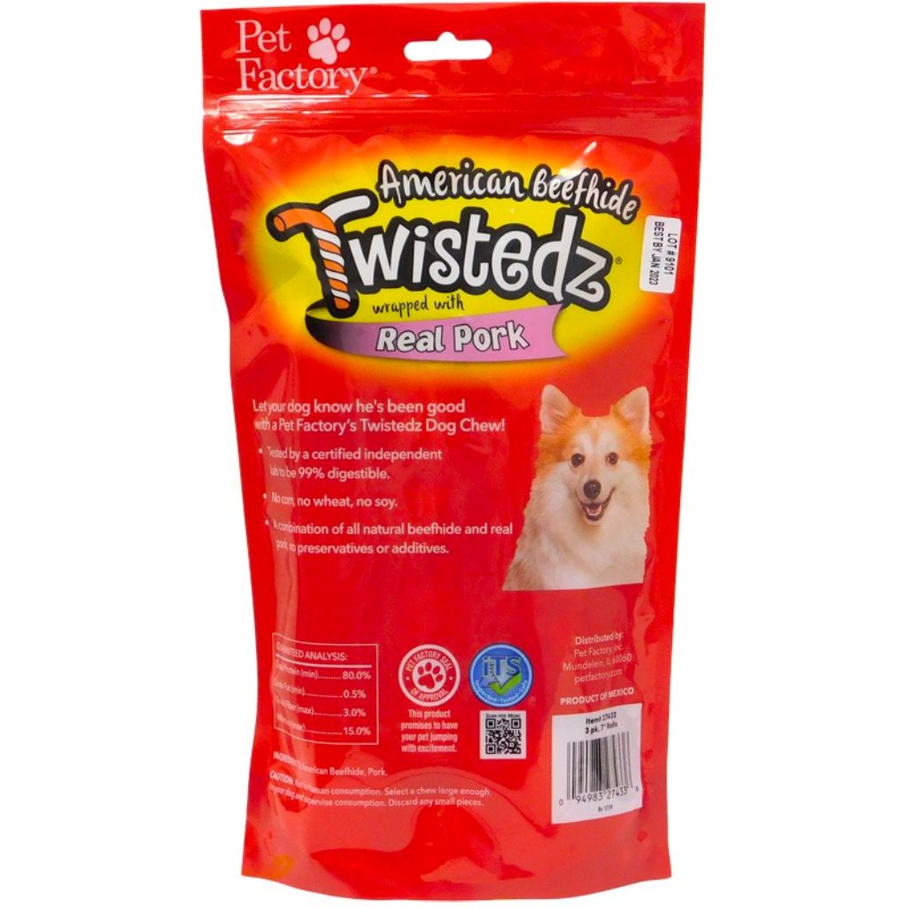 Twistedz Beefhide Rolls W/Pork 7" 3 pk