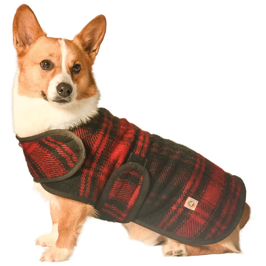 Black and Red Plaid Blanket Dog Coat