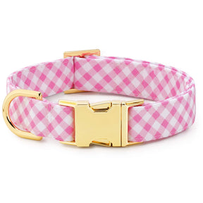 Dog Collar Gingham Valentines Day Gold