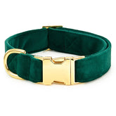 Dog Collar Velvet Forest Green