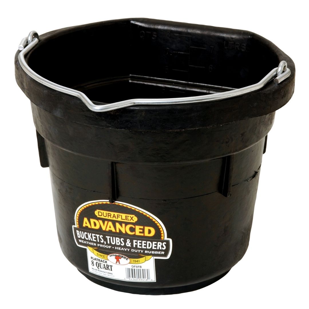 Black Rubber Flatback Bucket - 8 quart-Southern Agriculture