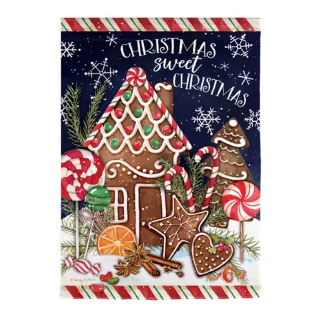 Christmas Sweet Christmas Garden Suede Flag