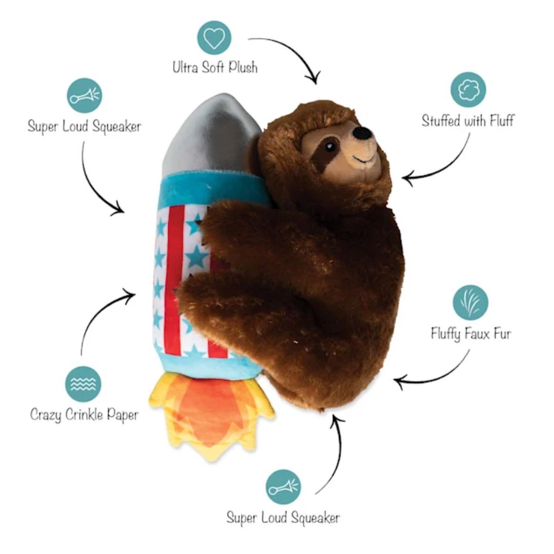 Petshop by Fringe Studio - Rocket Sloth Plush Dog Toy