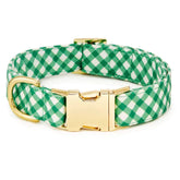 Grass Gingham Dog Collar