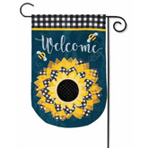 Sunflower with Checks Burlap Garden Flag