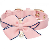 The Most Coveted Pink Dog Collar with Bowtie & Pearl by Blueberry Pet-Southern Agriculture